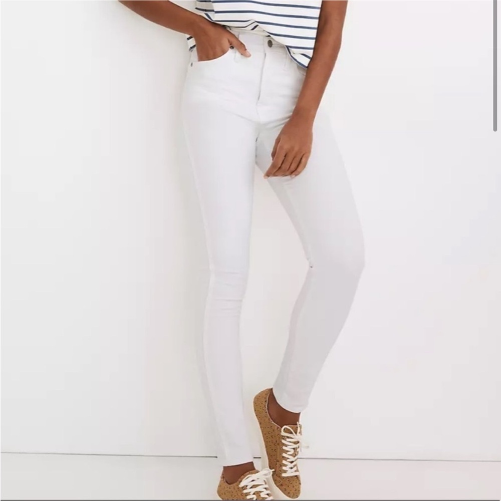 Madewell petite 10” high rise skinny jeans pure white